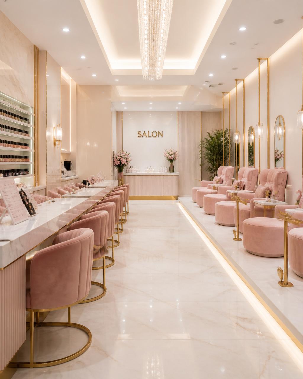 Interior salon luxos cu scaune roz
